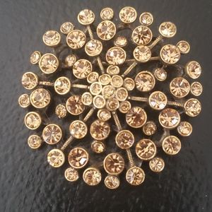 Vintage Amber Topaz Rhinestone Brooch